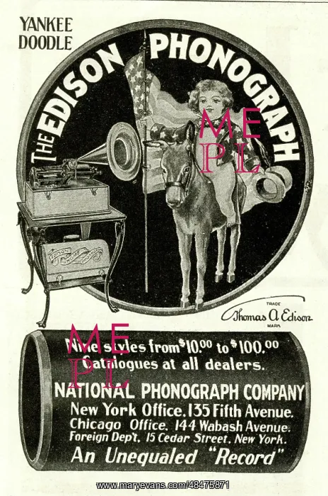 : Advert, The Edison Phonograph, wax cylinder player : Advert, The Edison Phonograph, wax cylinder player
