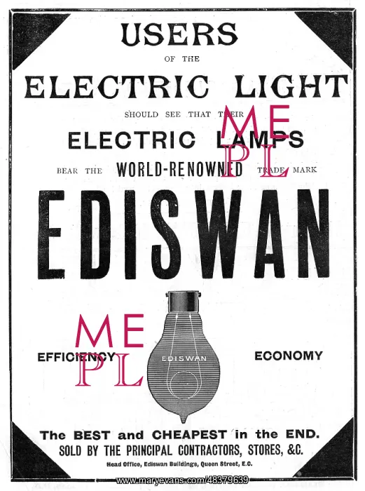 : Advertisement for Ediswan incandescent light bulbs : Advertisement for Ediswan incandescent light bulbs