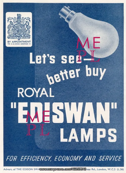 : Advert for Ediswan Lamps 1942 : Advert for Ediswan Lamps 1942
