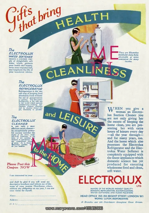 : Advert for Electrolux appliance 1929 : Advert for Electrolux appliance 1929