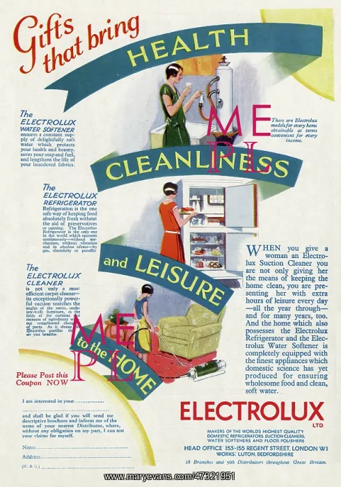 : Advert for Electrolux appliance 1929 : Advert for Electrolux appliance 1929