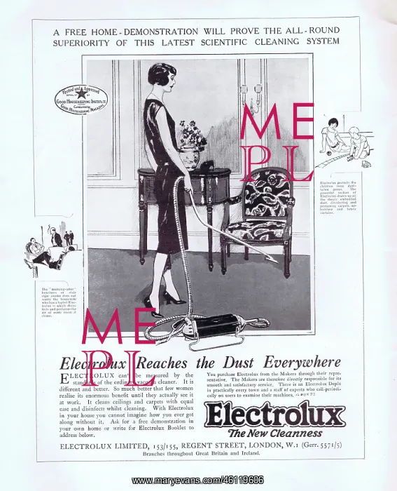  : Advert for Electrolux vacuum cleaner, 1925