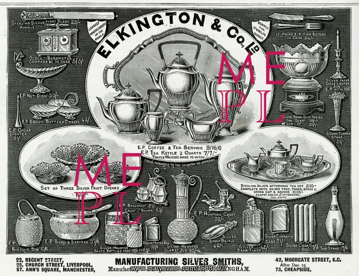 : Advert for Elkington & Co Victorian items 1892 : Advert for Elkington & Co Victorian items 1892