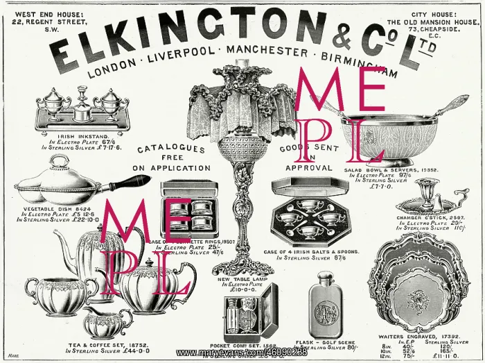 : Advert for Elkington & Co Victorian items 1895 : Advert for Elkington & Co Victorian items 1895