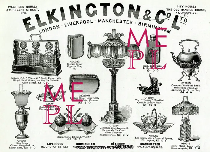 : Advert for Elkington & Co Victorian items 1896 : Advert for Elkington & Co Victorian items 1896
