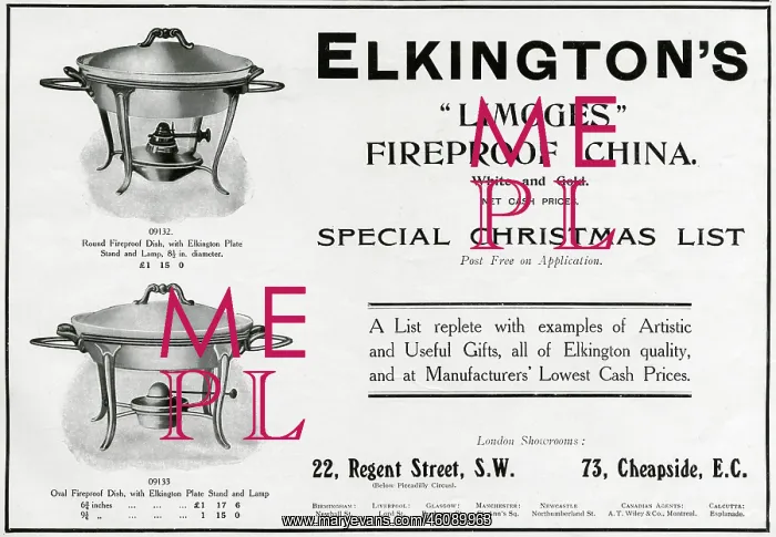 : Advert for Elkington's fireproof dish 1909 : Advert for Elkington's fireproof dish 1909