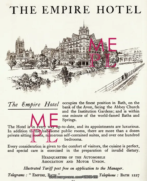 : Advert, The Empire Hotel, Bath