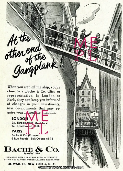 : Advert, At the other end of the Gangplank, Bache & Co : Advert, At the other end of the Gangplank, Bache & Co