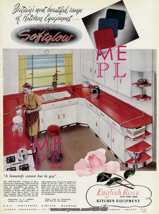 : Advert for English Rose Softglow kitchen 1952 : Advert for English Rose Softglow kitchen 1952