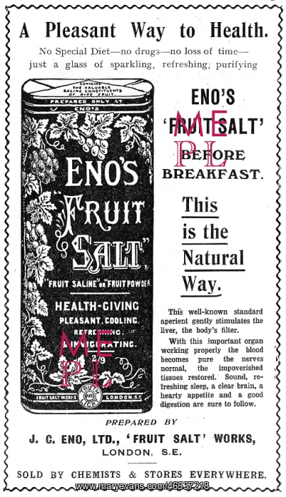: Advertisement for Eno's Fruit Salt : Advertisement for Eno's Fruit Salt