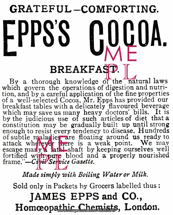  : An advertisement for Epps's cocoa