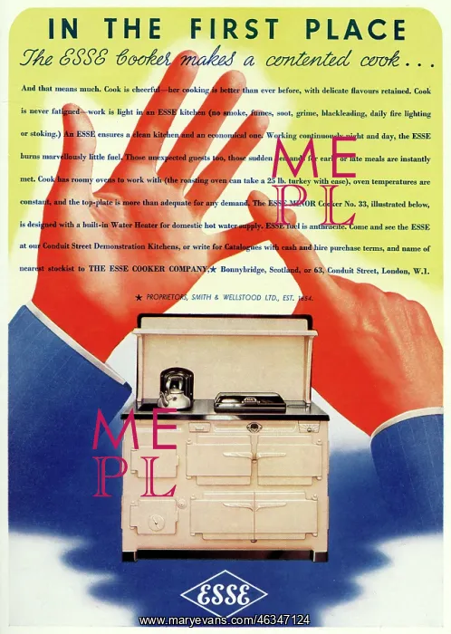 : Advert for Esse cookers 1937 : Advert for Esse cookers 1937