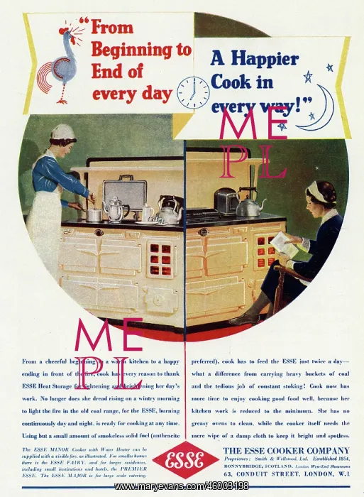 : Advert for Esse cookers 1938 : Advert for Esse cookers 1938