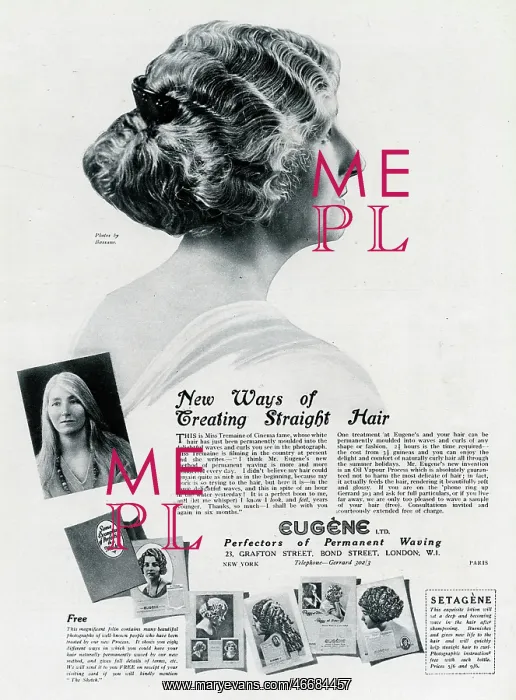 : Advert for Eugene hair treatment 1923 : Advert for Eugene hair treatment 1923