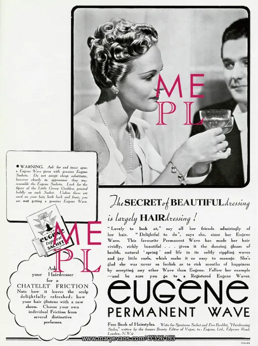 : Advert for Eugene permanant hair 1938 : Advert for Eugene permanant hair 1938