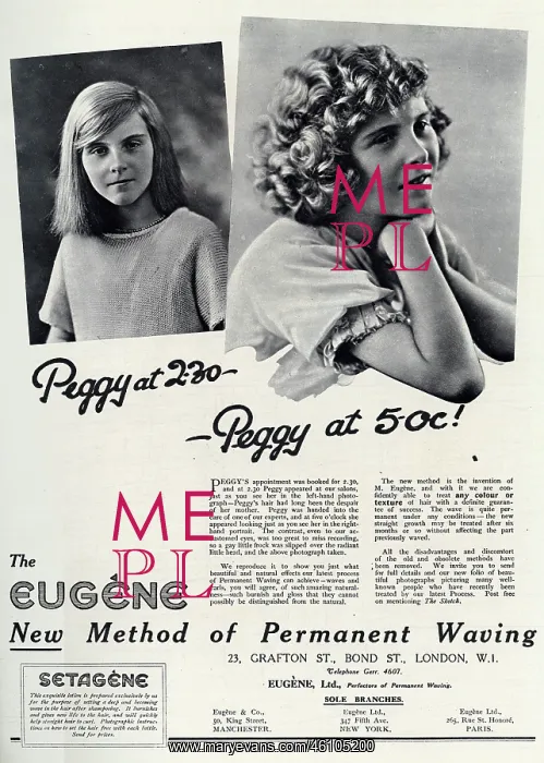 : Advert for Eugene - Permanant Hair Waving 1922 : Advert for Eugene - Permanant Hair Waving 1922