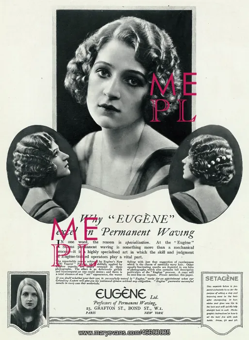 : Advert for Eugene permanant hair waving 1923 : Advert for Eugene permanant hair waving 1923
