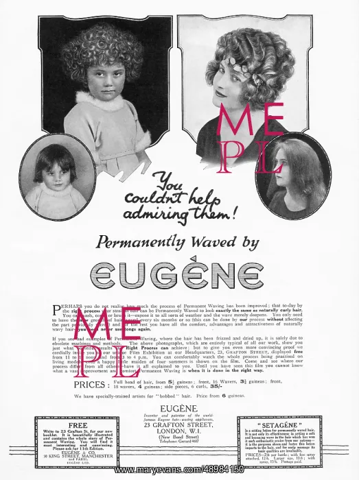 : Advert for Eugene - Permanently Waved Hair 1922 : Advert for Eugene - Permanently Waved Hair 1922