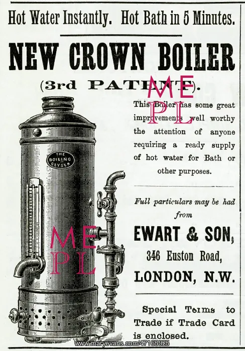 : Advert for Ewart & Son boiler 1888 : Advert for Ewart & Son boiler 1888