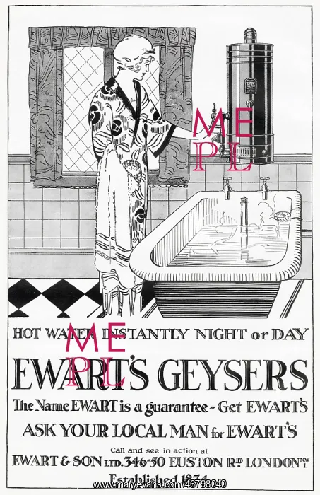: Advert for Ewart's Geysers 1924 : Advert for Ewart's Geysers 1924