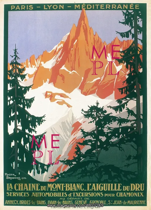 : Advertisement for excursions to Mont Blanc : Advertisement for excursions to Mont Blanc