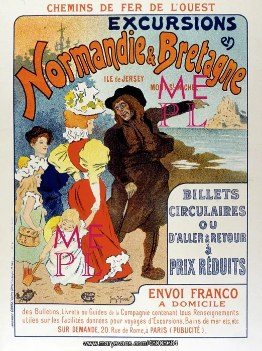 : Advertisement for Excursions to Normandy and Brittany : Advertisement for Excursions to Normandy and Brittany