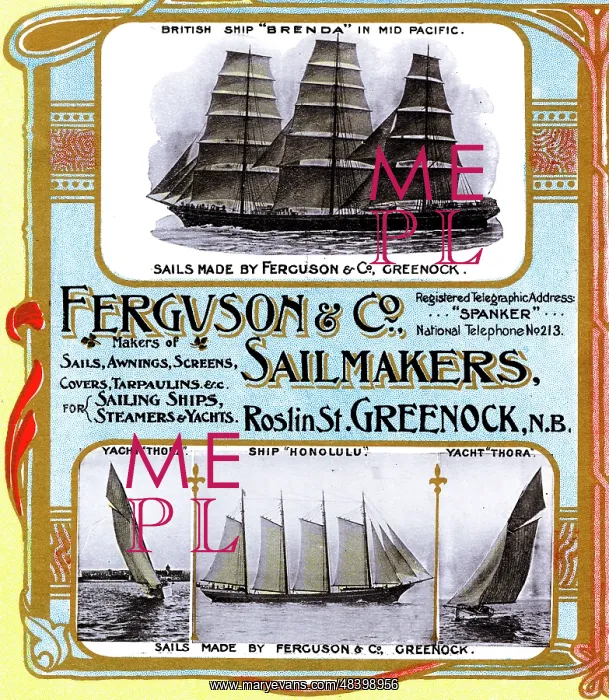  : Advert, Ferguson & Co, Sailmakers, Greenock, Scotland