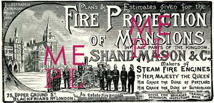 : Advert, Fire Protection of Mansions, Shand Mason & Co : Advert, Fire Protection of Mansions, Shand Mason & Co