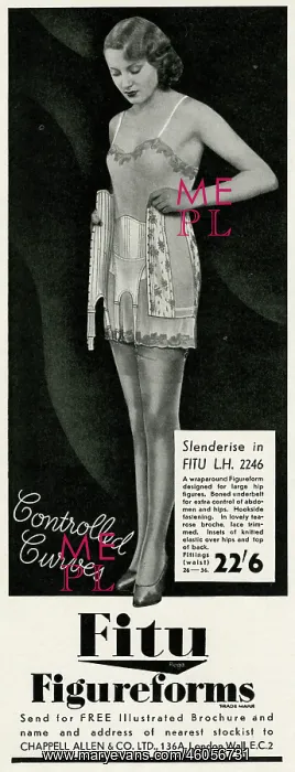 : Advert for Fitu corsets 1934 : Advert for Fitu corsets 1934