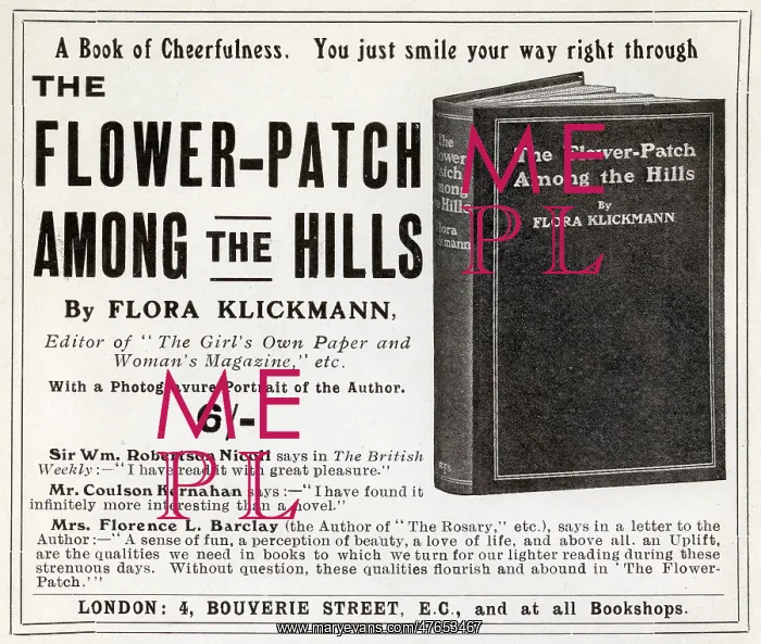 : Advert for The Flower-Patch Among the Hills, Flora Klickmann : Advert for The Flower-Patch Among the Hills, Flora Klickmann