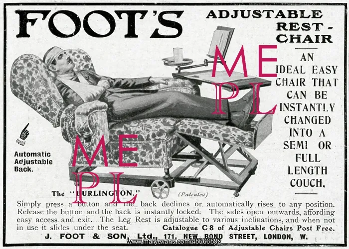 : Advert for Foot's adjustable rest chair 1917 : Advert for Foot's adjustable rest chair 1917