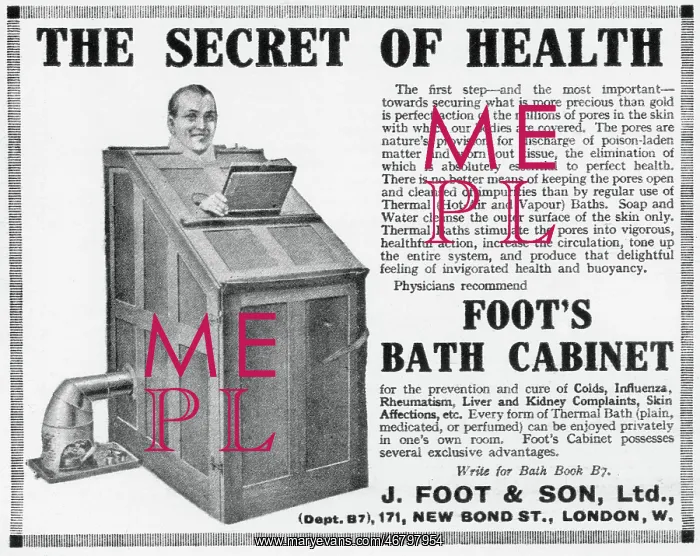 : Advert for Foot's Bath Cabinet 1924 : Advert for Foot's Bath Cabinet 1924