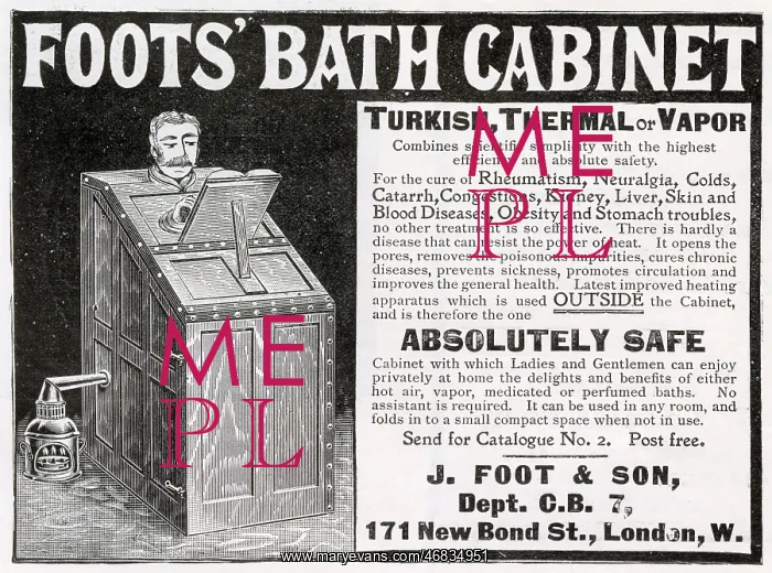 : Advert for Foot's Bath Cabinets 1901 : Advert for Foot's Bath Cabinets 1901