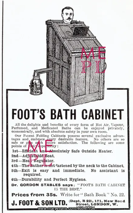: Advert for Foot's Bath Cabinets 1913 : Advert for Foot's Bath Cabinets 1913