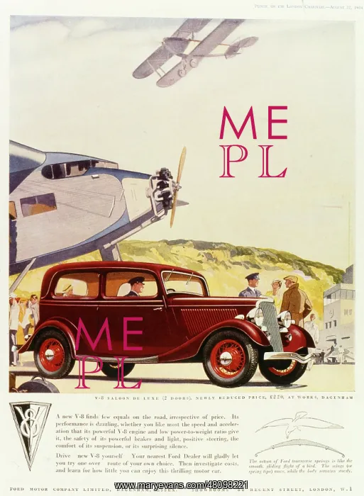 : Advertisement for Ford V8 Saloon De Luxe : Advertisement for Ford V8 Saloon De Luxe