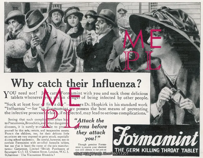 : Advert for Formamint Throat Tablets 1918 : Advert for Formamint Throat Tablets 1918