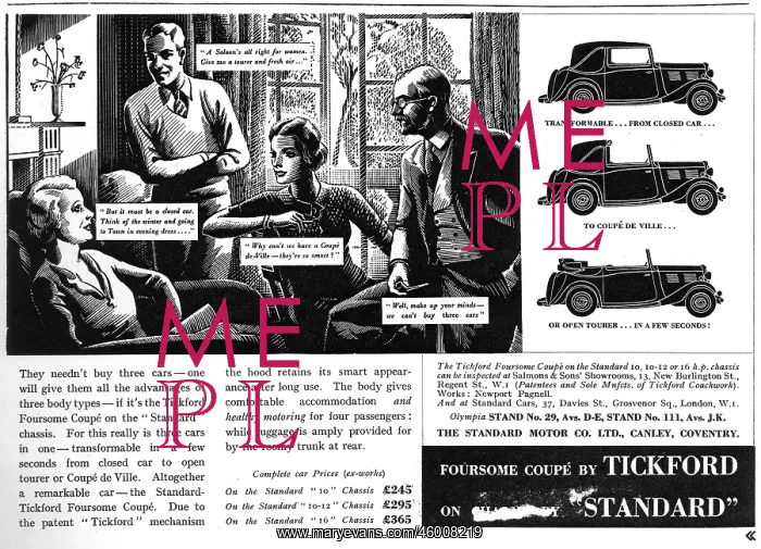 : Advertisement for Foursome Coupe car : Advertisement for Foursome Coupe car