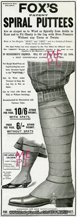 : Advert for Fox's puttees stockings 1903 : Advert for Fox's puttees stockings 1903