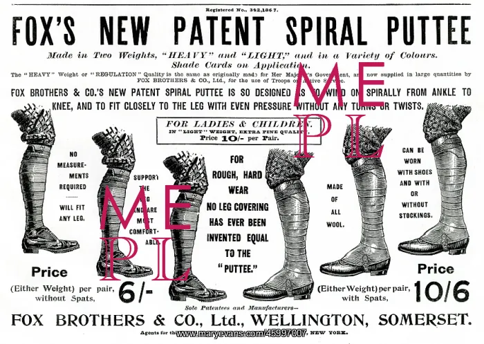: Advert for Fox's spiral puttees 1899 : Advert for Fox's spiral puttees 1899