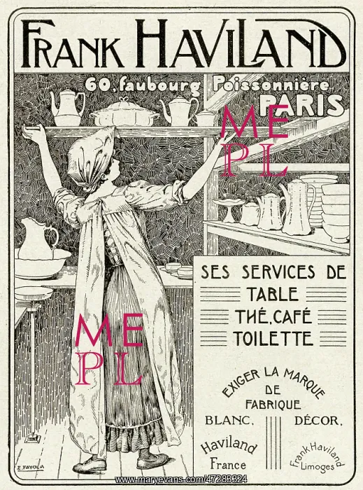 : Advert for Frank Haviland's tableware 1912 : Advert for Frank Haviland's tableware 1912