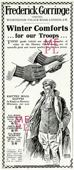 : Advert for Frederick Gorringe winter comforts 1915 : Advert for Frederick Gorringe winter comforts 1915