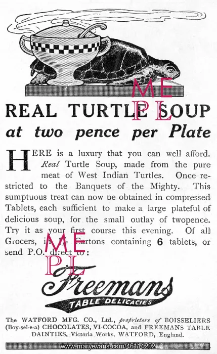 : Advert for Freemans real turtle Soup 1915 : Advert for Freemans real turtle Soup 1915