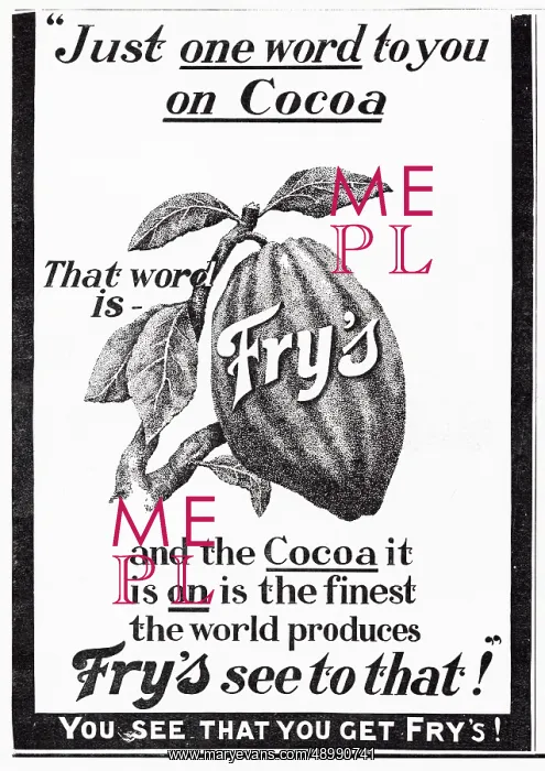 : Advert for Fry's Cocoa 1910 : Advert for Fry's Cocoa 1910