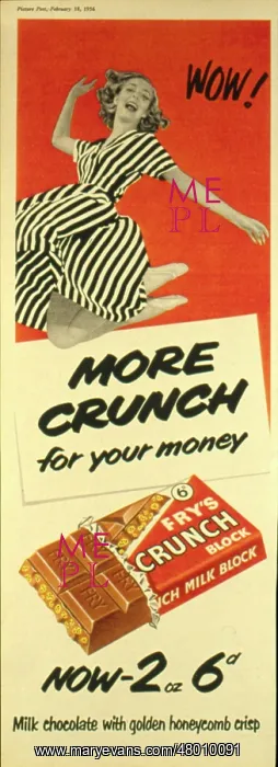 : Advertisement for Fry's Crunch Block chocolate bar : Advertisement for Fry's Crunch Block chocolate bar