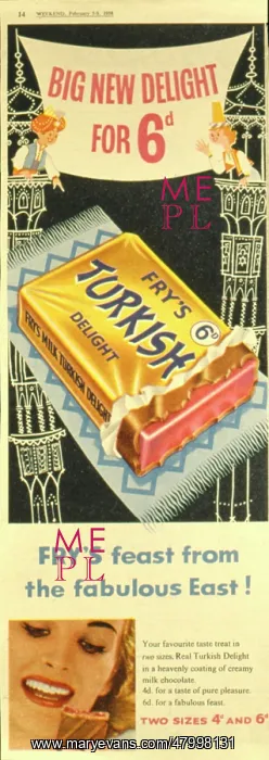 : Advertisement for Fry's Turkish Delight : Advertisement for Fry's Turkish Delight