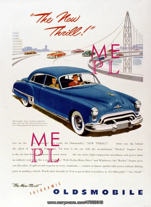 : Advertisement for Futuramic Oldsmobile motor car : Advertisement for Futuramic Oldsmobile motor car