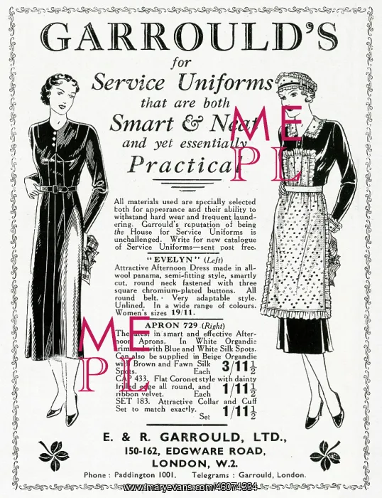 : Advert for Garrould's uniforms for maids 1937 : Advert for Garrould's uniforms for maids 1937