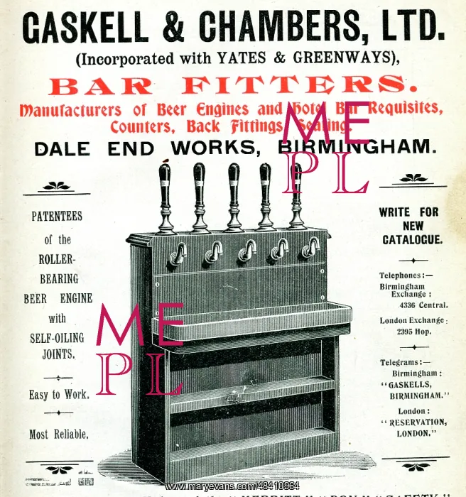 : Advert, Gaskell & Chambers Ltd, Bar Fitters : Advert, Gaskell & Chambers Ltd, Bar Fitters