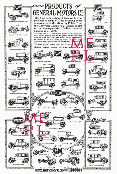 : Advert for General Motors Ltd 1922 : Advert for General Motors Ltd 1922
