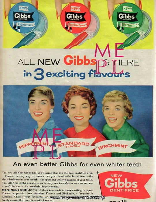 : Advertisement for Gibbs toothpaste in Woman's Realm, Februar : Advertisement for Gibbs toothpaste in Woman's Realm, Februar